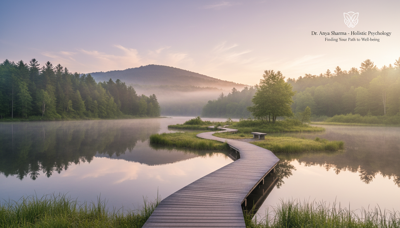 a serene nature scene, calming and professional, suitable for a psychologist's website